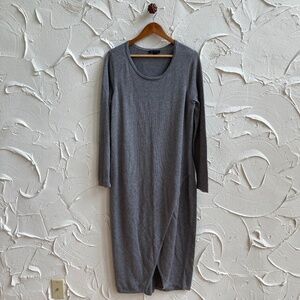 H By Halston Grey Long Sleeve Knit Scoop Neck Dress - Large